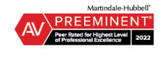 Martindale Hubbell AV Preeminent Peer Rated for Highest Level of Professional Excellence 2022